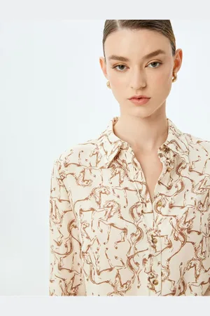 Koton Abstract Patterned Classic Collar Long Sleeve Shirt