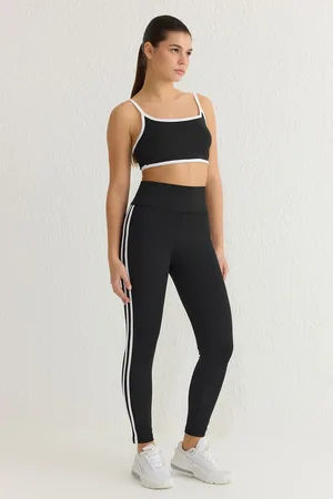 Trendyol Black Stripe Detail Full Length Knitted Sports Tights