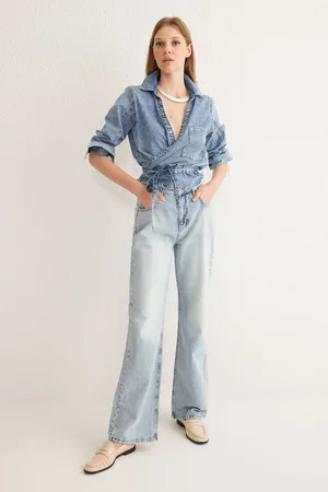 Trendyol Light Blue High Waist Wide Leg Jeans