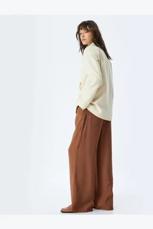 Koton Wide Straight Leg Pocket Pleated Detailed Modal Trousers