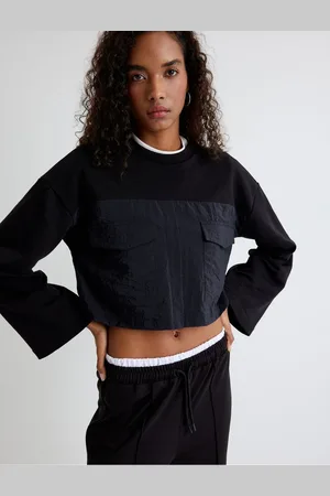 Koton Crop Sweatshirt Parachute Fabric Detail Comfortable Pattern