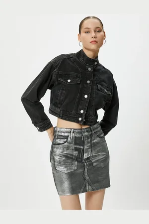 Koton Gilded Shiny Mini Denim Skirt