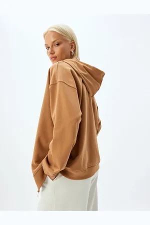 Koton Long Sleeve Triple Yarn Cotton Zippered Hooded Sweatshirt