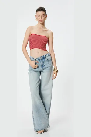Koton X Sima Tarkan - Strapless Crochet Crop Top 4SAK30141HT