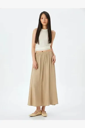 Koton Modal Fabric Waist Elasticated Long Flared Skirt