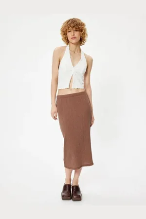 Koton Midi Pencil Skirt Wrapped Elastic Waist