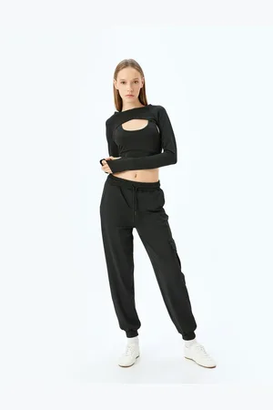 Koton Cargo Pocket and Waist Tie-Down Relaxed Fit Jogger Sweatpants