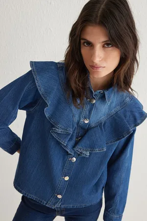 Trendyol Blue Flounce Denim Shirt