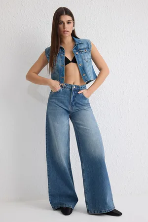 Trendyol Blue High Waist Loose Wide Leg Jeans