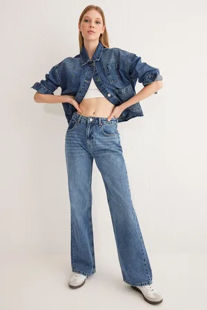 Trendyol Blue High Waist Wide Leg Jeans