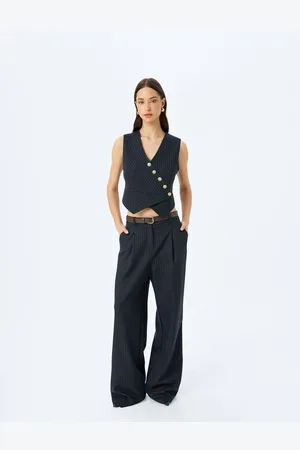 Koton Gold Button Detailed Double Breasted Asymmetrical Vest