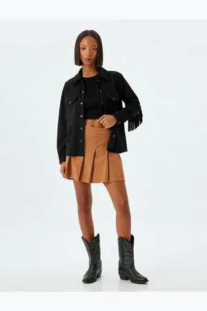 Koton Mini Pleated Skirt Normal Waist Zippered