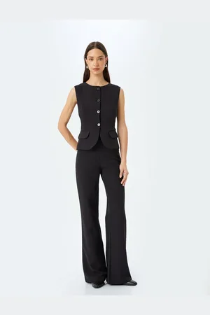Koton Buttoned Round Neck Vest with Flap Pocket Detail