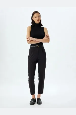 Koton High Waist Cigarette Pants Belted Slim Fit