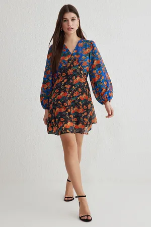 Trendyol Multicolored A-Line Floral Mini Woven Dress