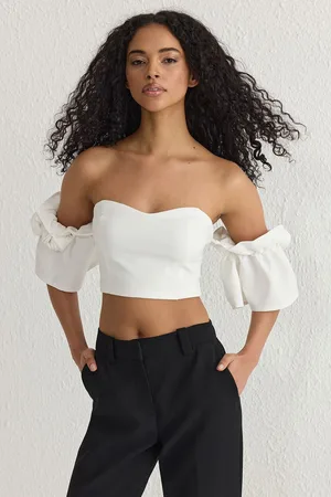 Trendyol White Rose Detailed Woven Bustier