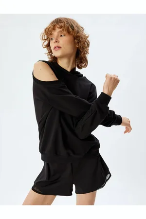 Koton Oversize Sweatshirt Hooded Window Detail Long Sleeve