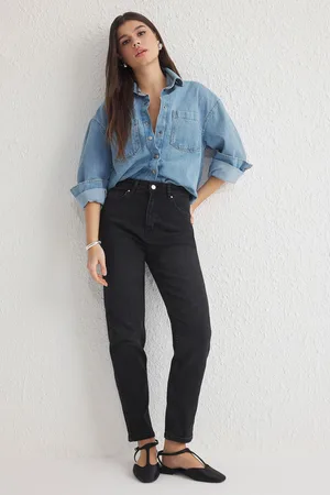 Trendyol Black High Waist Comfort Mom Jeans