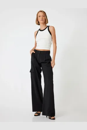 Koton Wide Leg Cargo Trousers Viscose Fabric Pockets Comfortable Cut