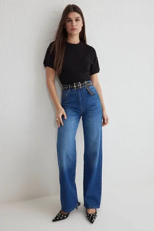 Trendyol Blue High Waist Wide Leg Jeans