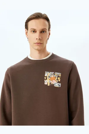 Koton Crew Neck Cotton Blended Interlock Fabric Printed Licensed Tom and Jerry Sweatshirt