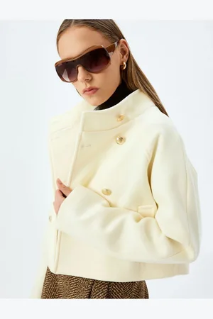 Koton Buttoned Stand Collar Pocket Detailed Short Seasonal Jacket