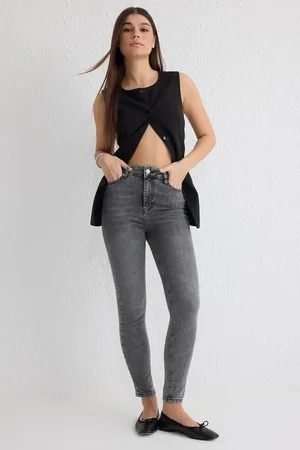Trendyol Gray High Waist Skinny Jeans