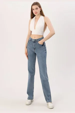 Trendyol Blue High Waist Straight Jeans
