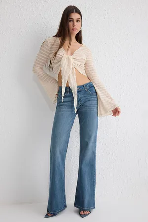 Trendyol Blue Low Waist Flare Jeans