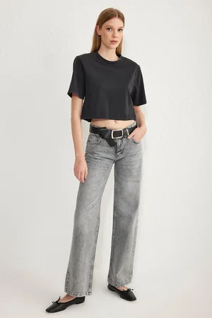 Trendyol Gray Low Waist Wide Leg Jeans