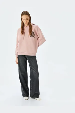 Koton Back Printed Hooded Raised Comfortable Fit Sweatshirt