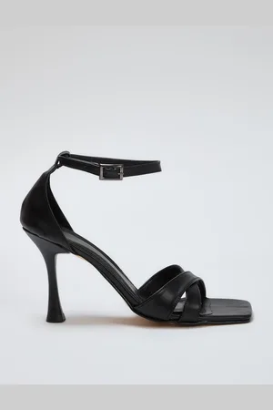 Trendyol Black Cross Strap Thin Heel Square Toe Women