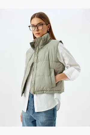 Koton Stand Collar Zippered Pocket Short Puffer Vest