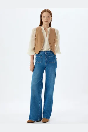 Koton Wide Leg Jeans High Waist Pocket Detailed Buttoned Jeans