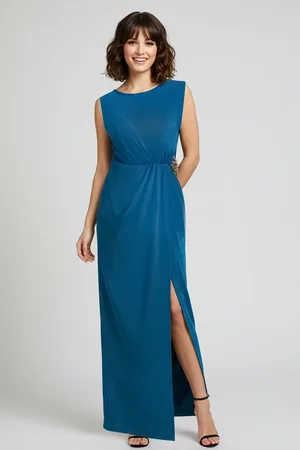 Trendyol Petrol Accessories Detailed Woven Long Elegant Evening Dress & Graduation Dress