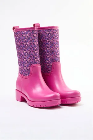 Trendyol Pink Flower Printed Big Girl Kids Rain Boots