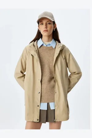 Koton Hip Length Zippered Hooded Raincoat with Pocket