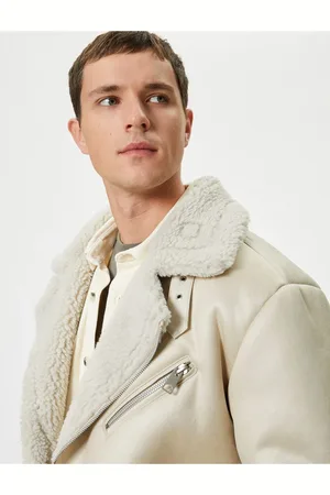 Koton Suede Look Fur Biker Jacket Slim Fit