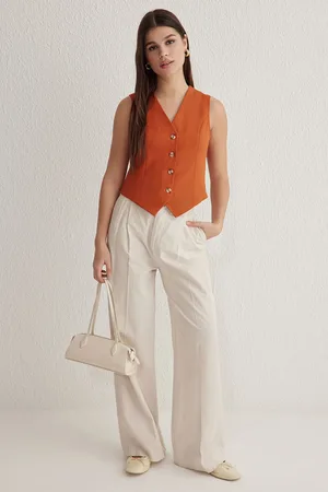 Trendyol Tile Premium Regular Pattern Crop Woven Vest