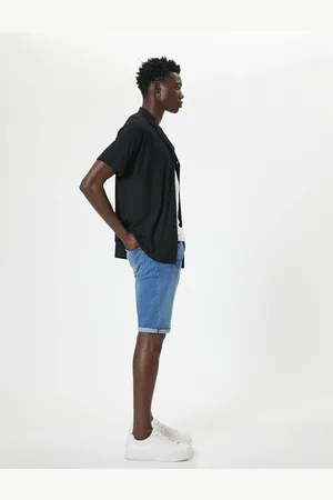 Koton Slim Fit Denim Shorts Bermuda Button Pocket Detailed