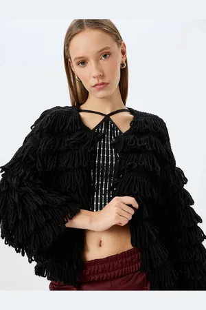 Koton X Inji - Crop Tassel Textured Button Detailed Cardigan