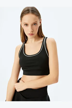 Koton U Neck Piping Covered Sports Bra Interlock