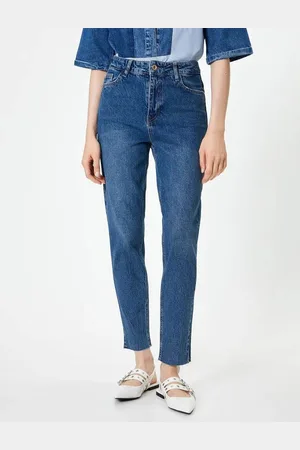 Koton High Waist Jeans Straight Leg Slim Fit Cotton - Slim Fit Jeans
