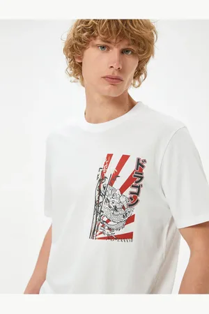 Koton Far East Printed T-Shirt Crew Neck Short Sleeve Cotton
