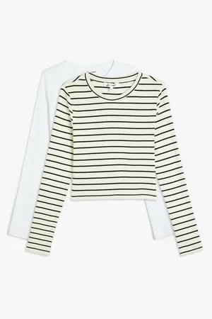 Koton Long Sleeve Striped Crop 2-Piece T-Shirt Set