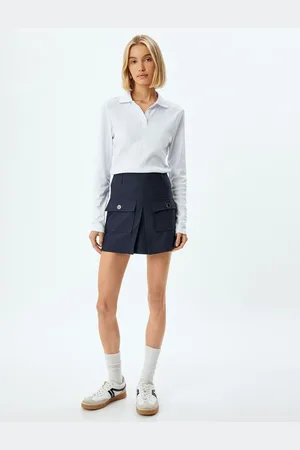 Koton Pocket Pleated Detailed Standard Waist Mini Cargo Shorts Skirt