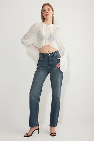 Trendyol Blue High Waist Straight Jeans
