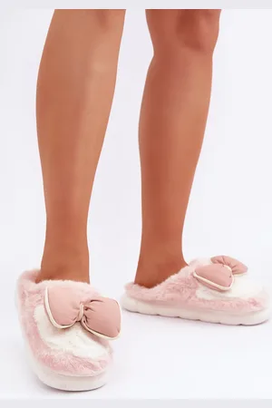 HERS Fuzzy Pantofle S Mašlí Růžové Grilis