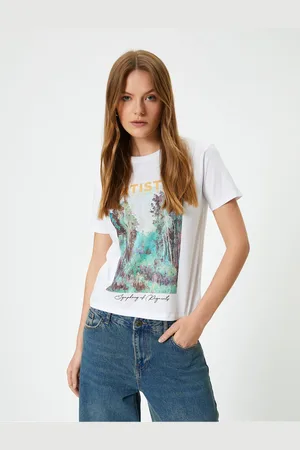 Koton Printed T-Shirt Crew Neck Short Sleeve Cotton