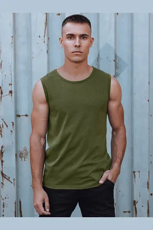 D-Street Tank top męski bez nadruku zielony